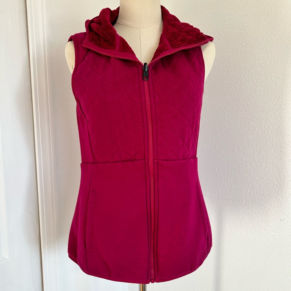 The North face magenta hooded vest.